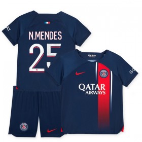 Günstige Fußballtrikots Paris Saint-Germain 2023-24 N.Mendes 25 Kinder Heimtrikot Kurzarm
